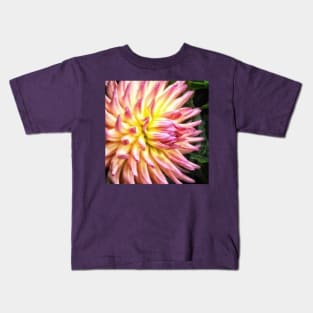 Dazzling Pink and Yellow Spikey Dahlia Flower Kids T-Shirt